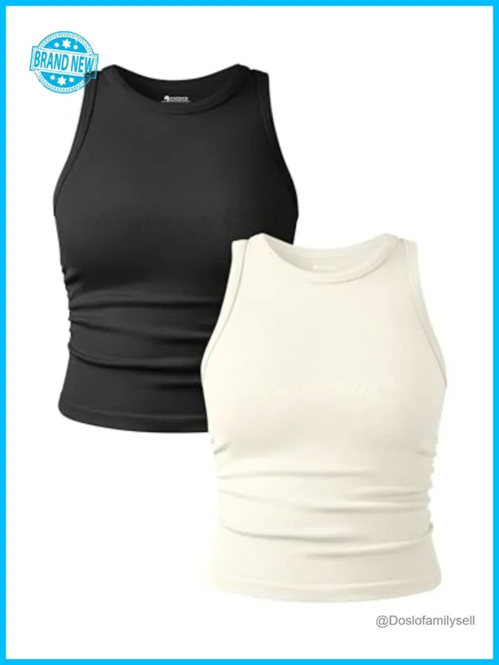 2 Pack Women's Crop Tank Tops Sleeveless Crew Neck Stretch Yoga Camis